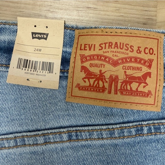 NEW Levis Wedgie Straight Jeans Plus 24W High Rise Button Fly Distressed Levi’s - Picture 11 of 15
